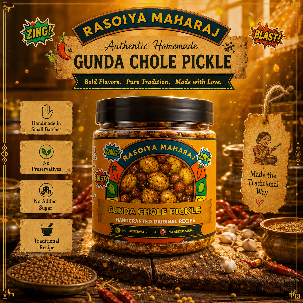 Gunda Chole Pickle | Handmade Spicy Pickle