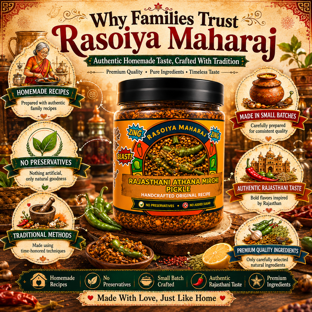 Rajasthani Athana Mirchi Pickle | Traditional Hari Mirch Achar