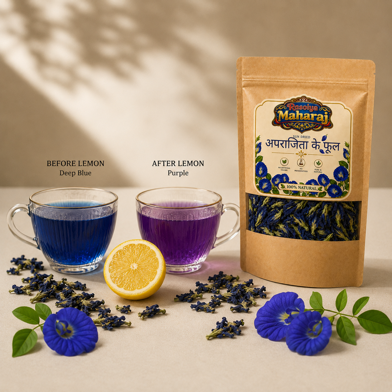 Sun Dried Butterfly Pea Flowers | 100% Natural | No Preservatives