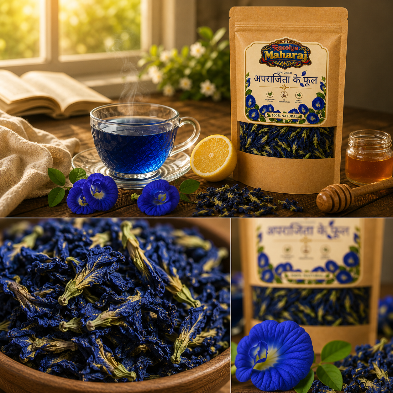 Sun Dried Butterfly Pea Flowers | 100% Natural | No Preservatives