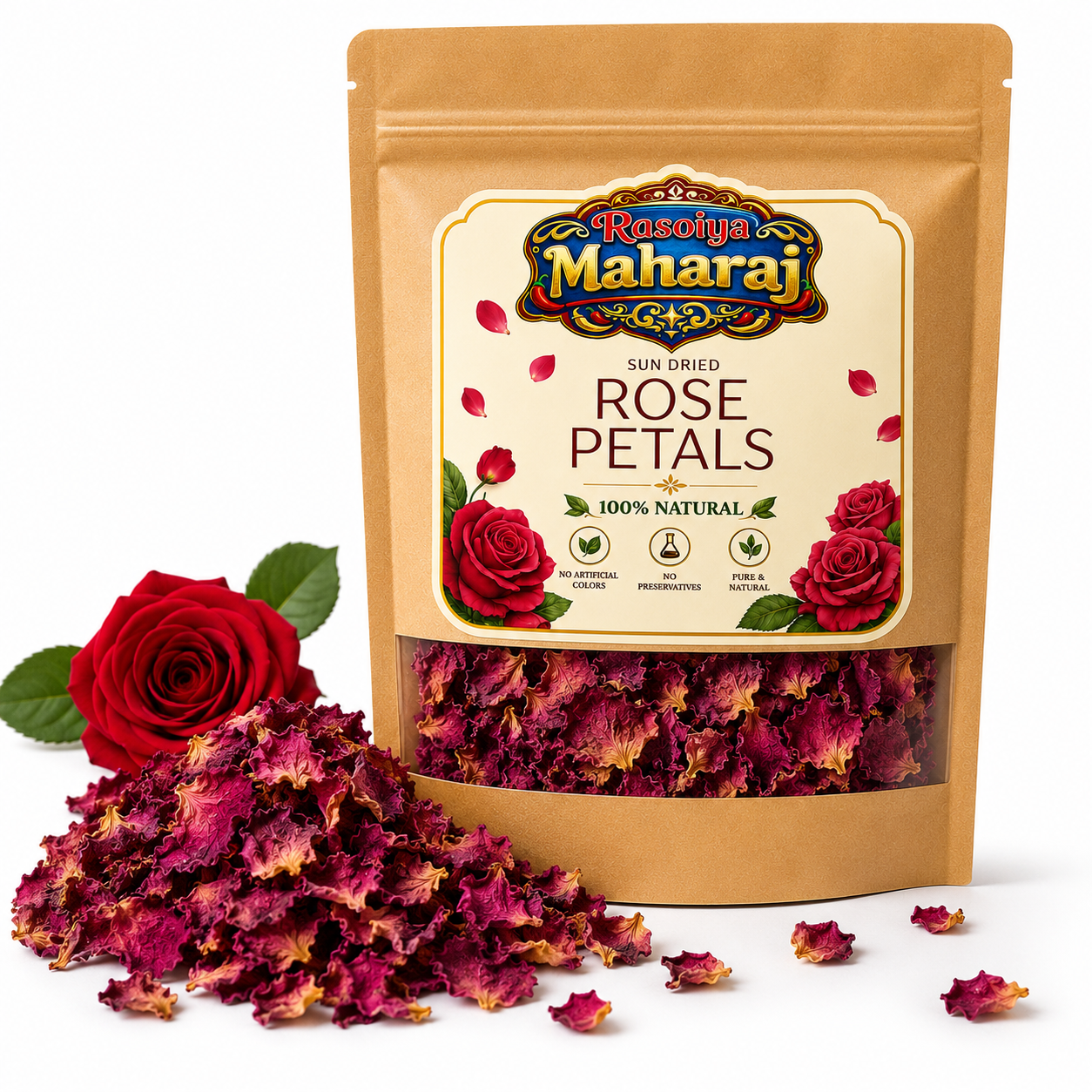 Premium Sun-Dried Rose Petals (Gulab Patti)