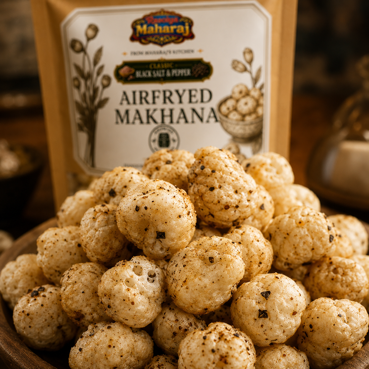 Air Fried Makhana – Black Salt & Pepper | Healthy Fox Nuts Snack