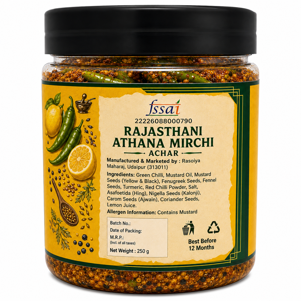 Rajasthani Athana Mirchi Pickle | Traditional Hari Mirch Achar