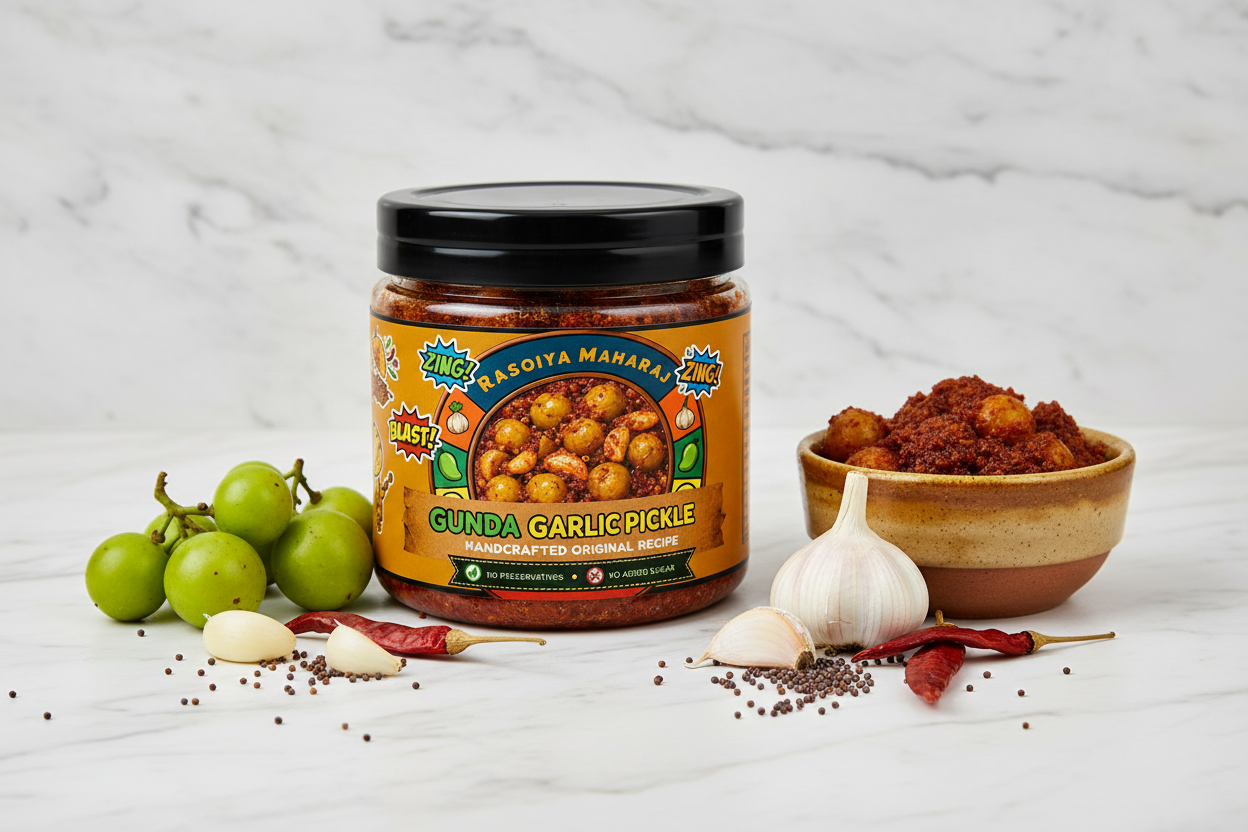Gunda Garlic Pickle Styled Product Photo